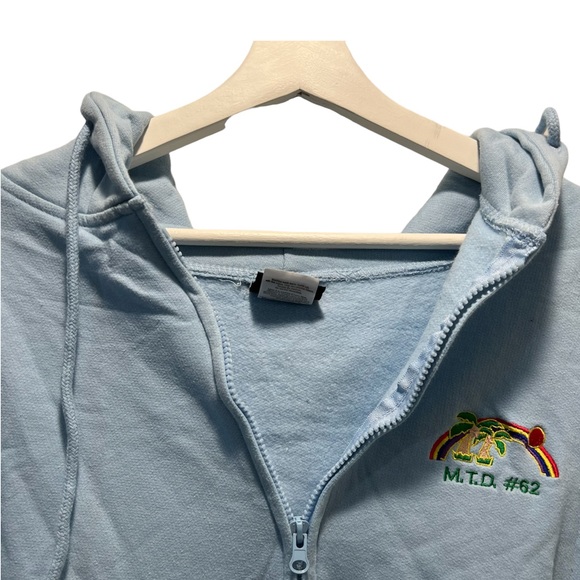 CottonNet Sky Blue Cotton Polyester Blend Zip Up Hooded Sweatshirt Size Medium - Picture 3 of 6